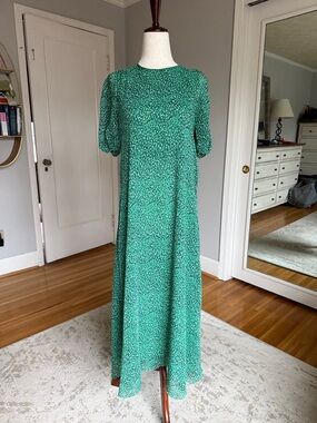 Zara Green Dotted Maxi Dress